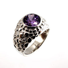 Load image into Gallery viewer, 9320321-Solid-Sterling-Silver-925-Round-Brilliant-Cut-Amethyst-Solitaire-Ring