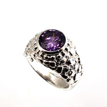 Load image into Gallery viewer, 9320321-Solid-Sterling-Silver-925-Round-Brilliant-Cut-Amethyst-Solitaire-Ring