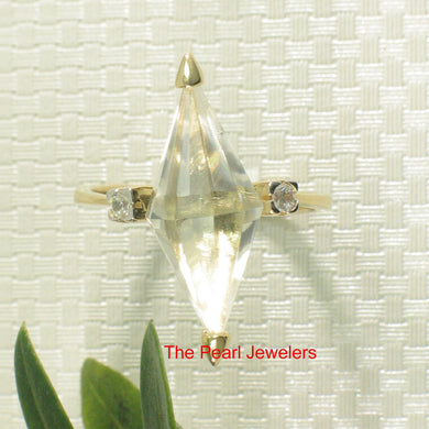 Sterling Silver Gold-Plated Crystal Prism Ring with Cubic Zirconia