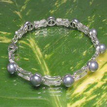 Load image into Gallery viewer, 9400021-Silver-925-Black-Genuine-Freshwater-Pearl-9-Segments-Bracelets