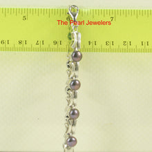Load image into Gallery viewer, 9400021P-Silver-925-Eggplant-Freshwater-Pearl-9-Segments-Bracelets