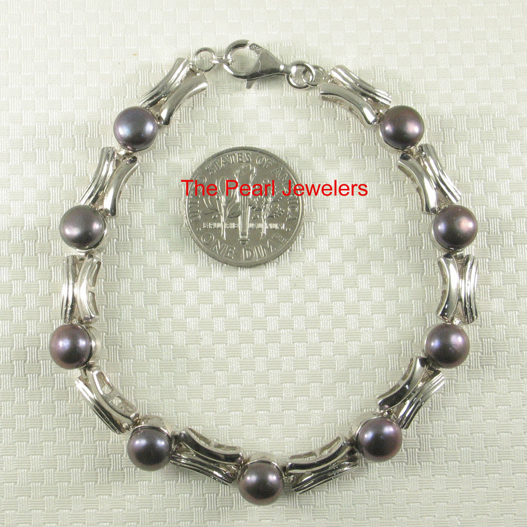 9400021P-Silver-925-Eggplant-Freshwater-Pearl-9-Segments-Bracelets