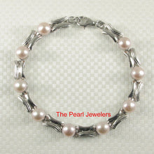 Load image into Gallery viewer, 9400022-Genuine-Pink-Fashwater-Pearl-Bracelet-925-Sterling-Silver-Links