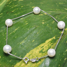 Load image into Gallery viewer, 9400090-White-Semi-Round-Freshwater-Pearl-Bracelet-925-Solid-Sterling-Silver