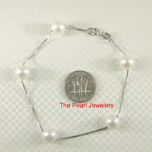 Load image into Gallery viewer, 9400090-White-Semi-Round-Freshwater-Pearl-Bracelet-925-Solid-Sterling-Silver