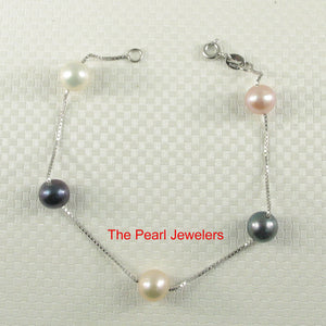 9400094-Multi-Color-Semi-Round-Pearl-Bracelet-.925-Solid-Sterling-Silver-Link