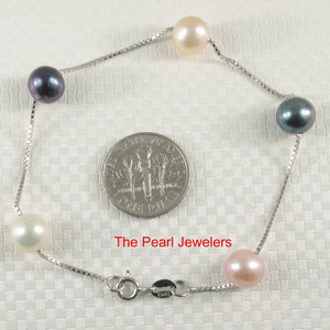 9400094-Multi-Color-Semi-Round-Pearl-Bracelet-.925-Solid-Sterling-Silver-Link