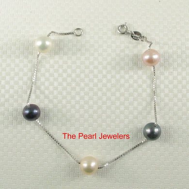 9400096-Multi-Color-Semi-Round-Pearl-Bracelet-.925-Solid-Sterling-Silver-Link