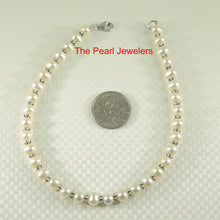 Load image into Gallery viewer, 9400100-Sterling-Silver-Bali-Bead-White-Cultured-Freshwater-Pearl-Bracelet-Anklet