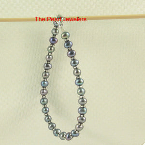9400101-Sterling-Silver-Bali-Bead-Black-Cultured-Freshwater-Pearl-Bracelet-Anklet