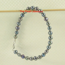 Load image into Gallery viewer, 9400101-Sterling-Silver-Bali-Bead-Black-Cultured-Freshwater-Pearl-Bracelet-Anklet