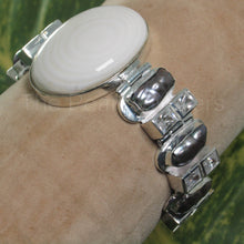 Load image into Gallery viewer, 9400110-Mother-of-Pearl-Biwa-Pearls-Cubic-Zirconia-925-Solid-Silver-Bracelet