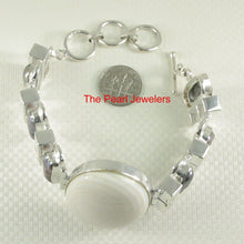 Load image into Gallery viewer, 9400110-Mother-of-Pearl-Biwa-Pearls-Cubic-Zirconia-925-Solid-Silver-Bracelet