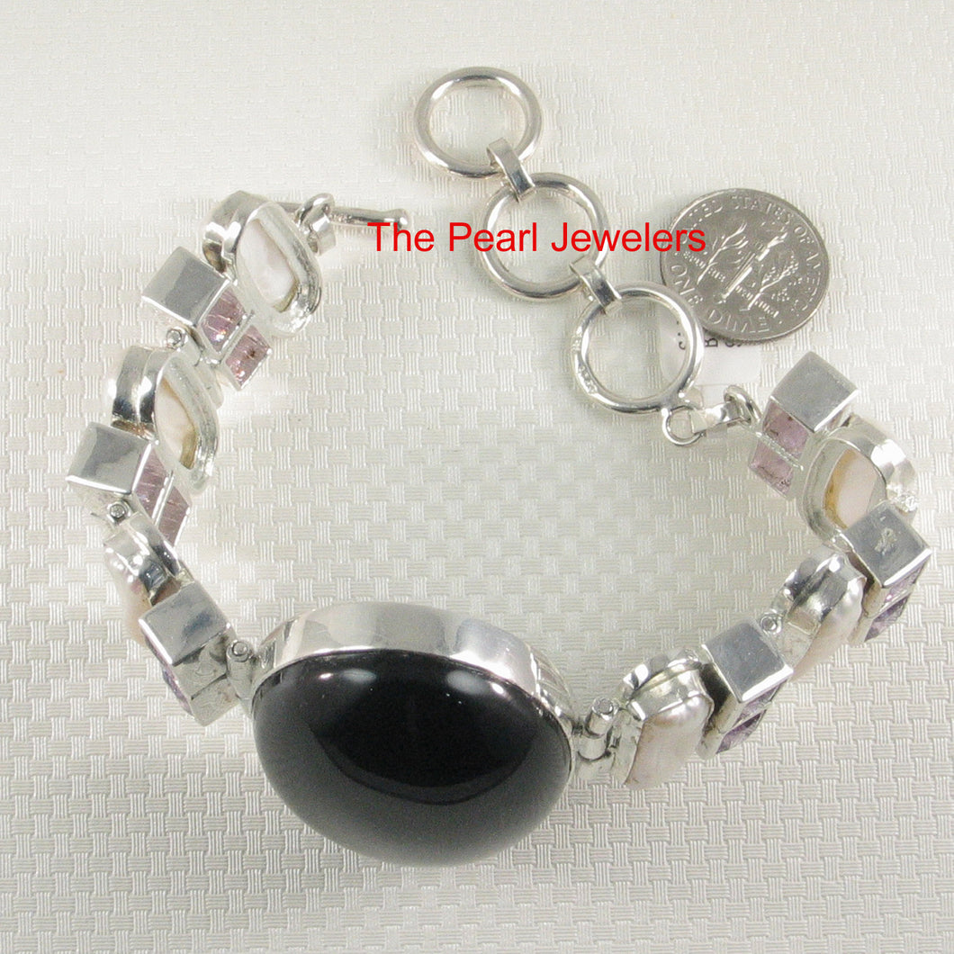 9400111-Solid-Sterling-Silver-925-Biwa-Pearls-Cubic-Zirconia-Bracelets
