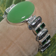 Load image into Gallery viewer, 9400114-Solid-Silver-925-Green-Jade-Black-Biwa-Pearls-Cubic-Zirconia-Bracelet