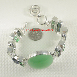 9400114-Solid-Silver-925-Green-Jade-Black-Biwa-Pearls-Cubic-Zirconia-Bracelet