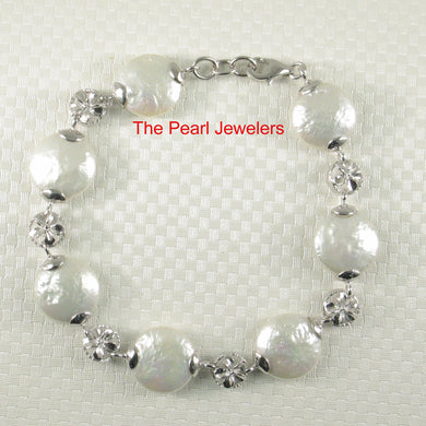 9400180-Solid-Silver-925-Plumeria-7-Segments-of-Genuine-White-Coin-Pearl-Bracelet