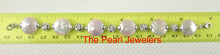 Load image into Gallery viewer, 9400182-Genuine-Peach-Coin-Pearl-Bracelet-925-Sterling-Silver-Plumeria-Links