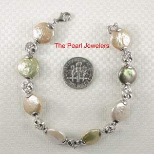 9400187-Sterling-Silver-Plumeria-Links-Multi-Color-Genuine-Coin-Pearl-Bracelet