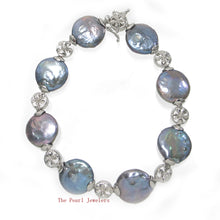 Load image into Gallery viewer, 9400188-Solid-Silver-925-Plumeria-8-Segments-of-Genuine-Coin-Pearl-Bracelet