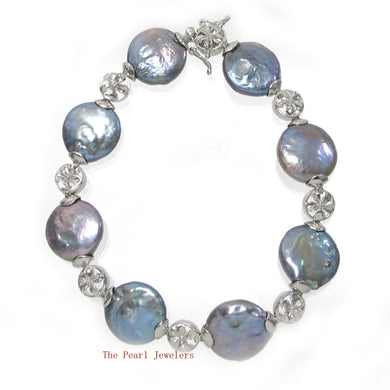 9400188-Solid-Silver-925-Plumeria-8-Segments-of-Genuine-Coin-Pearl-Bracelet