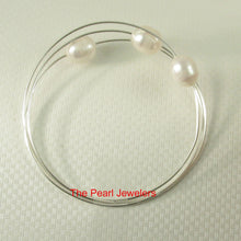 Load image into Gallery viewer, 9400220-Hand-Crafted-Sterling-Silver-Wire-Triple-White-Pearls-Bangles