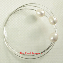 Load image into Gallery viewer, 9400220-Hand-Crafted-Sterling-Silver-Wire-Triple-White-Pearls-Bangles