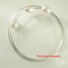 Load image into Gallery viewer, 9400220-Hand-Crafted-Sterling-Silver-Wire-Triple-White-Pearls-Bangles