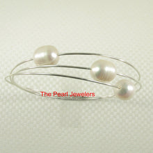 Load image into Gallery viewer, 9400220-Hand-Crafted-Sterling-Silver-Wire-Triple-White-Pearls-Bangles