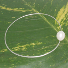 Load image into Gallery viewer, 9400230-simple-Handcrafted-White-Freshwater-Pearl-Bangle-Solid-Sterling-Silver