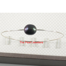 Load image into Gallery viewer, 9400231-Simple-Handcrafted-Bangle-Solid-Silver-925-Black-Freshwater-Pearl