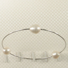 Load image into Gallery viewer, 9400300-Handcrafted-.925-Silver-16-Gauge-Wire-Bangles-Triple-White-F/W-Pearls