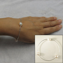 Load image into Gallery viewer, 9400300-Handcrafted-.925-Silver-16-Gauge-Wire-Bangles-Triple-White-F/W-Pearls