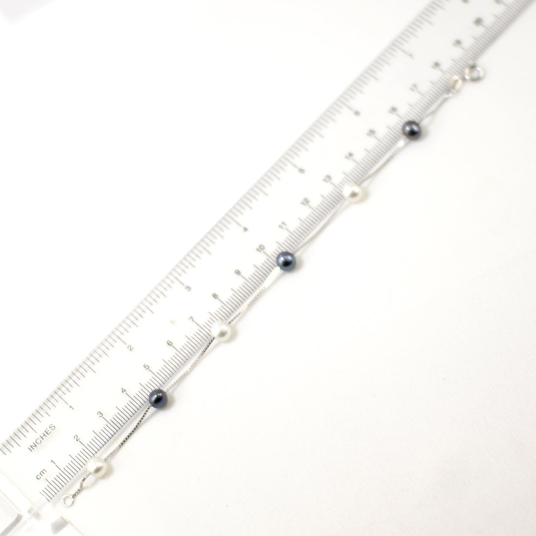 9401095-Black-White-Pearl-Bracelet-.925-Sterling-Silver-Box-Chain-Links
