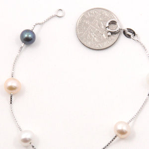 9401096-Multi-Color-Cultured-Pearl-Bracelet-.925-Sterling-Silver-Box-Chain-Links