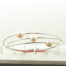 Load image into Gallery viewer, 9401222-Hand-Crafted-Triple-Pearl-16-Gauge-Bangle-Bracelet-Sterling-Silver