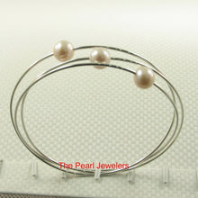 Load image into Gallery viewer, 9401222-Hand-Crafted-Triple-Pearl-16-Gauge-Bangle-Bracelet-Sterling-Silver