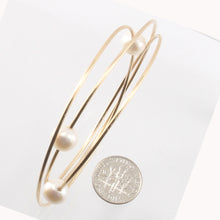 Load image into Gallery viewer, 9401320-Hand-Crafted-1/20-14k-Gold-Filled-Wire-Triple-White-Pearls-Bangles