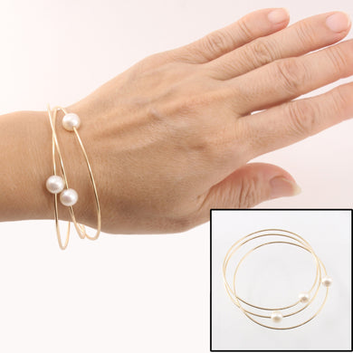 9401320-Hand-Crafted-1/20-14k-Gold-Filled-Wire-Triple-White-Pearls-Bangles