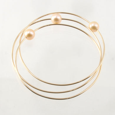 Triple Peach Freshwater Pearl Bangles – 14K Gold Filled