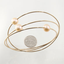 Load image into Gallery viewer, 9401322-Hand-Crafted-1/20-14k-Gold-Filled-Wire-Triple-Peach-Pearls-Bangles