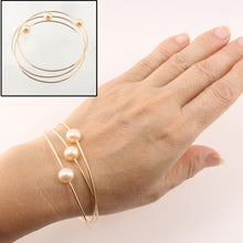 Load image into Gallery viewer, 9401322-Hand-Crafted-1/20-14k-Gold-Filled-Wire-Triple-Peach-Pearls-Bangles