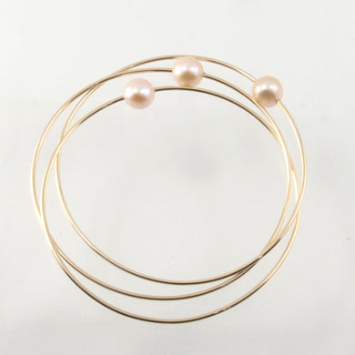Triple Pink Freshwater Pearl Bangles – 14K Gold Filled