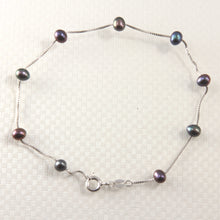 Load image into Gallery viewer, 9402091-Black-Freshwater-Pearl-Tin-Cup-Anklet-925-Solid-Sterling-Silver