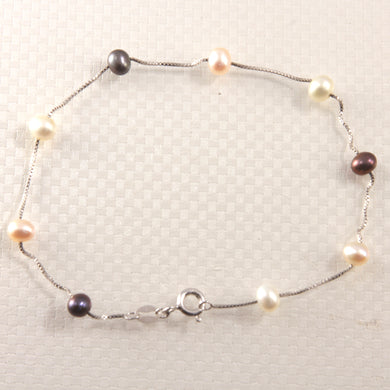9402094-Multicolor-Freshwater-Pearl-925-Solid-Sterling-Silver-Tin-Cup-Anklet