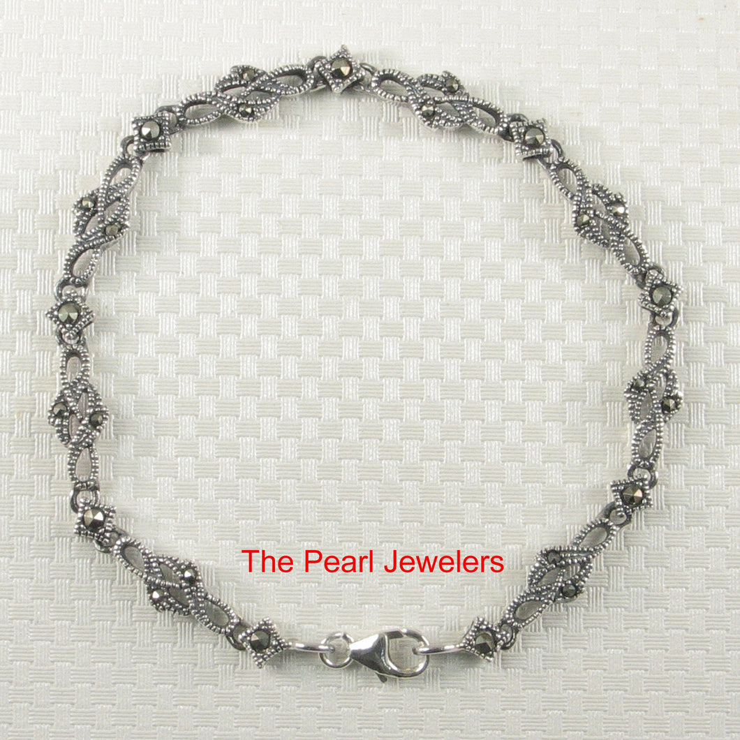 9405021-Sterling-Silver-Handcrafted-Infinite-Design-Marcasite-Bracelet