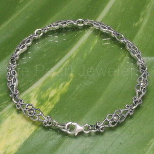 9405051-Solid-Sterling-Silver-Hand-Crafted-Marcasite-Vintage-Bracelet