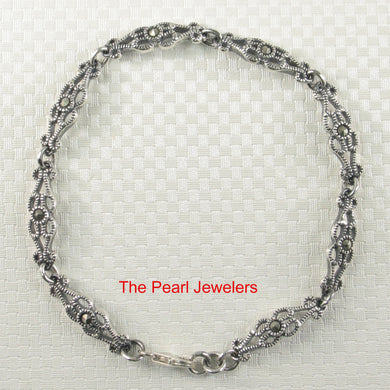 9405051-Solid-Sterling-Silver-Hand-Crafted-Marcasite-Vintage-Bracelet