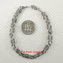 Load image into Gallery viewer, 9405071-Sterling-Silver-Hand-Crafted-Interlock-Design-Marcasite-Bracelet