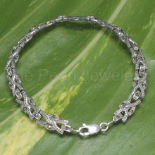 Load image into Gallery viewer, 9405071-Sterling-Silver-Hand-Crafted-Interlock-Design-Marcasite-Bracelet